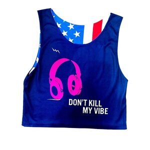 CCC Patriotic USA Flag Reversible Dont Kill My Vibe Lightweight Sleeveless Jerse